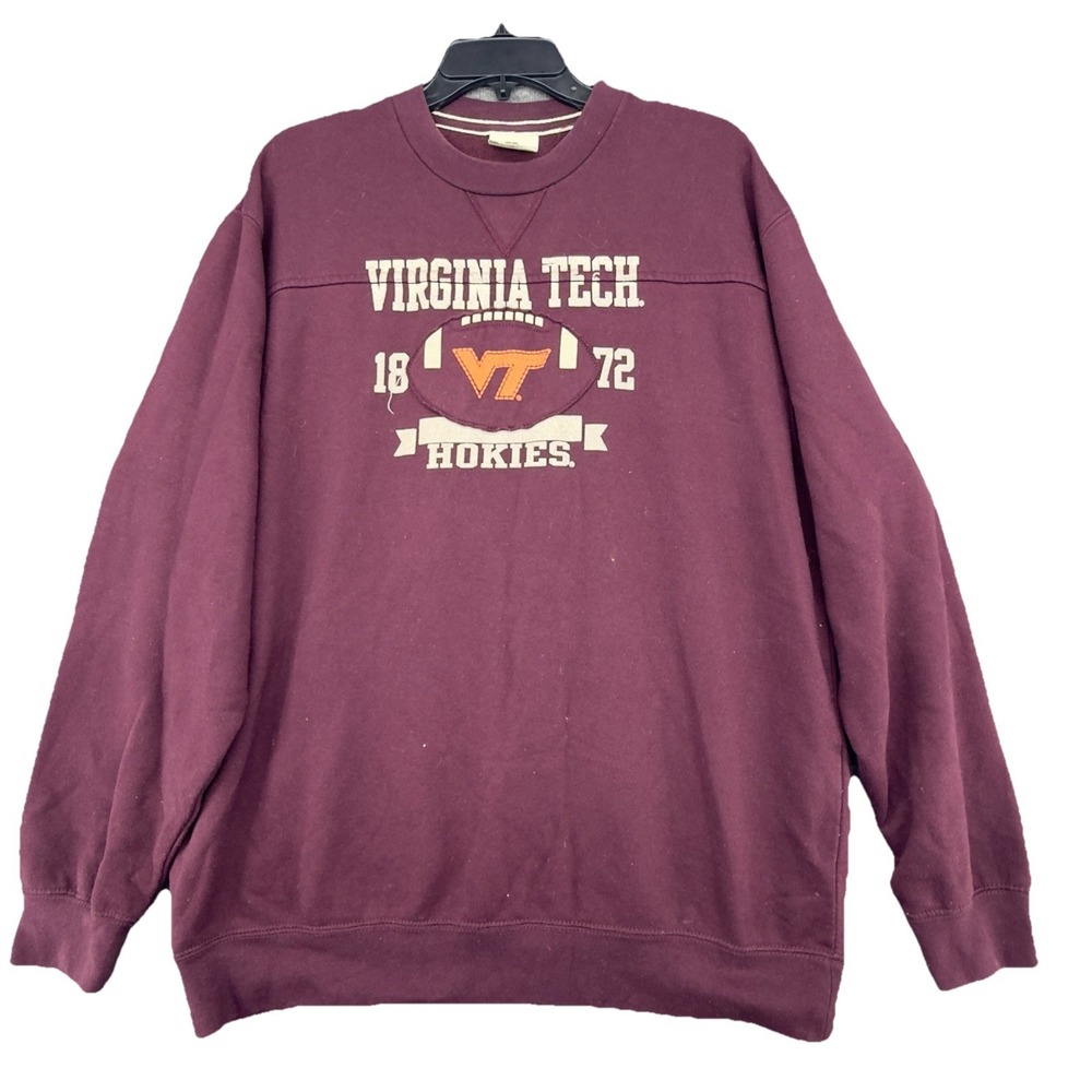 ESPN University Virginia Tech Sweatshirt Mens Large Burgundy Crew Neck